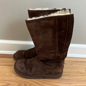 Tall UGG Boots Dark Brown (size 7) with zipper